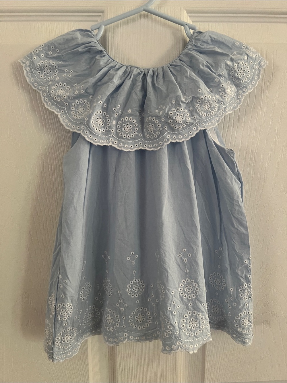 Little Me Light Blue Eyelet Ruffle Top